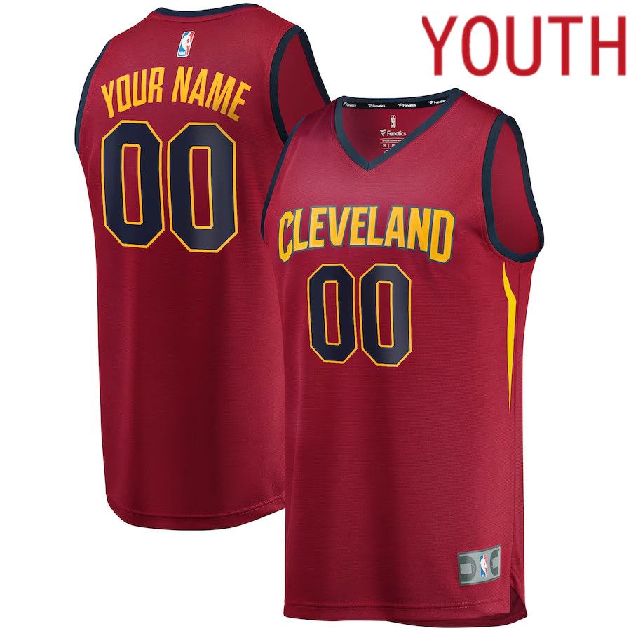 Youth Cleveland Cavaliers Fanatics Branded Wine Fast Break Custom Replica NBA Jersey